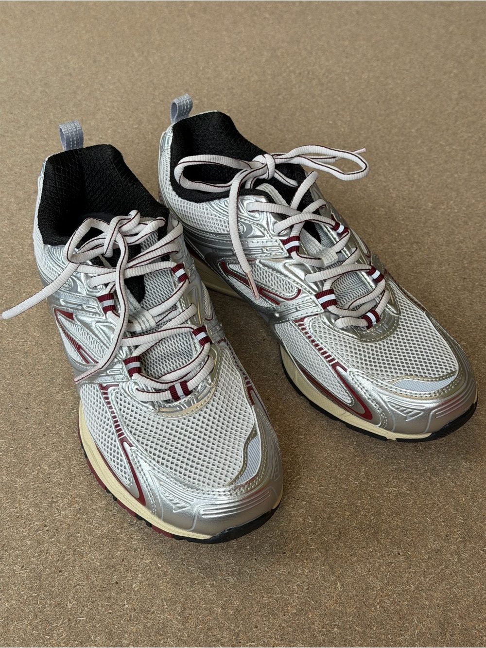 Zara Silver and Maroon Athletic Sneakers